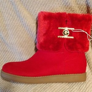 GBG Los Angeles Textile Faux Fur Upper Faux Fur Lining/Socks Lining Red Boots